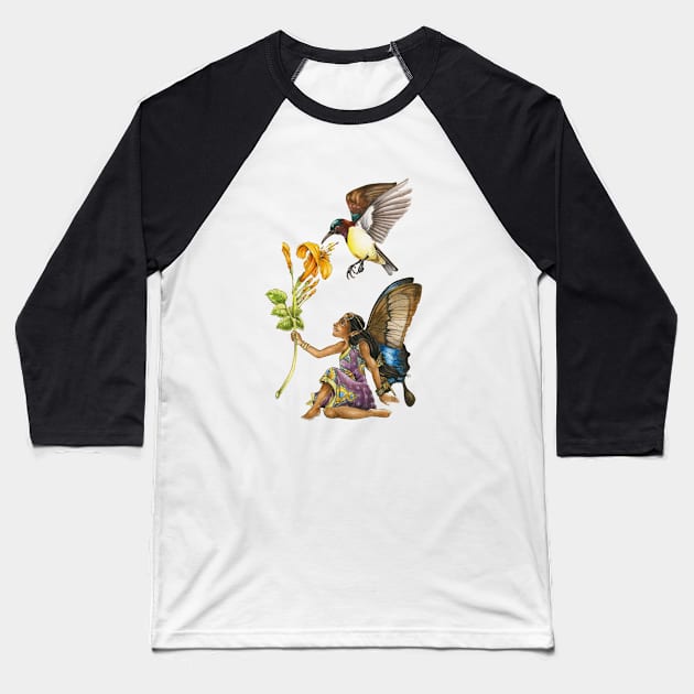 Indian Faerie / Indian Fairy Baseball T-Shirt by hnewmanart